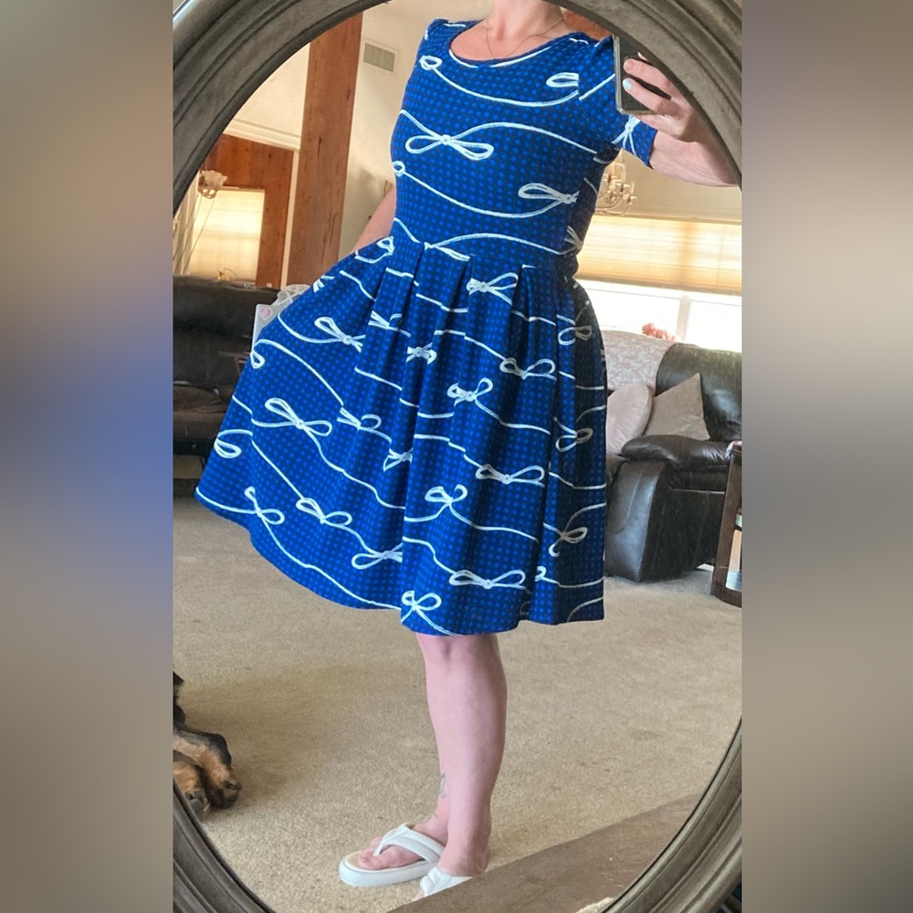 LuLaRoe Small Blue Bow Amelia